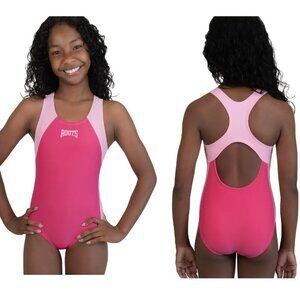Roots Girls One Piece Swimsuit 16 Pink Colorblock NWOT